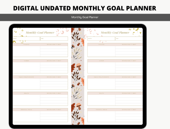 Download Digital Undated Monthly Goal Planner - Premium Resources