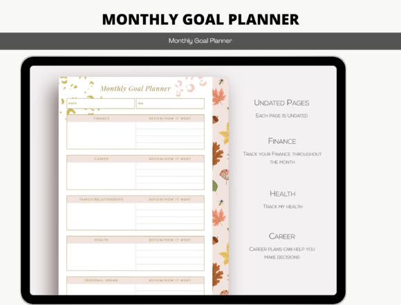 Download Undated Digital Monthly Goal Planner - Premium Resources